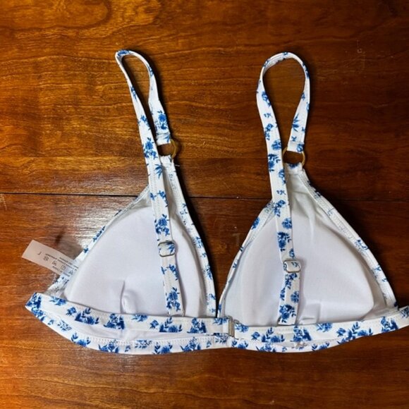 Brand New Ditsy Floral Ring Linked Triangle Bikini Swimsuit Blue & White Various - Picture 8 of 8